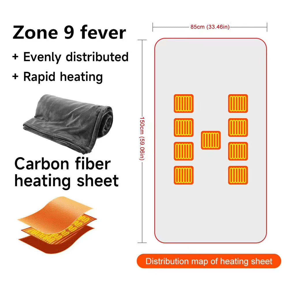 Wearable Heating Electric Blanket Shawl 3 Heated Level Throw Blanket 5V USB Charging Coral Velvet 8 Heated Areas Fast Heating