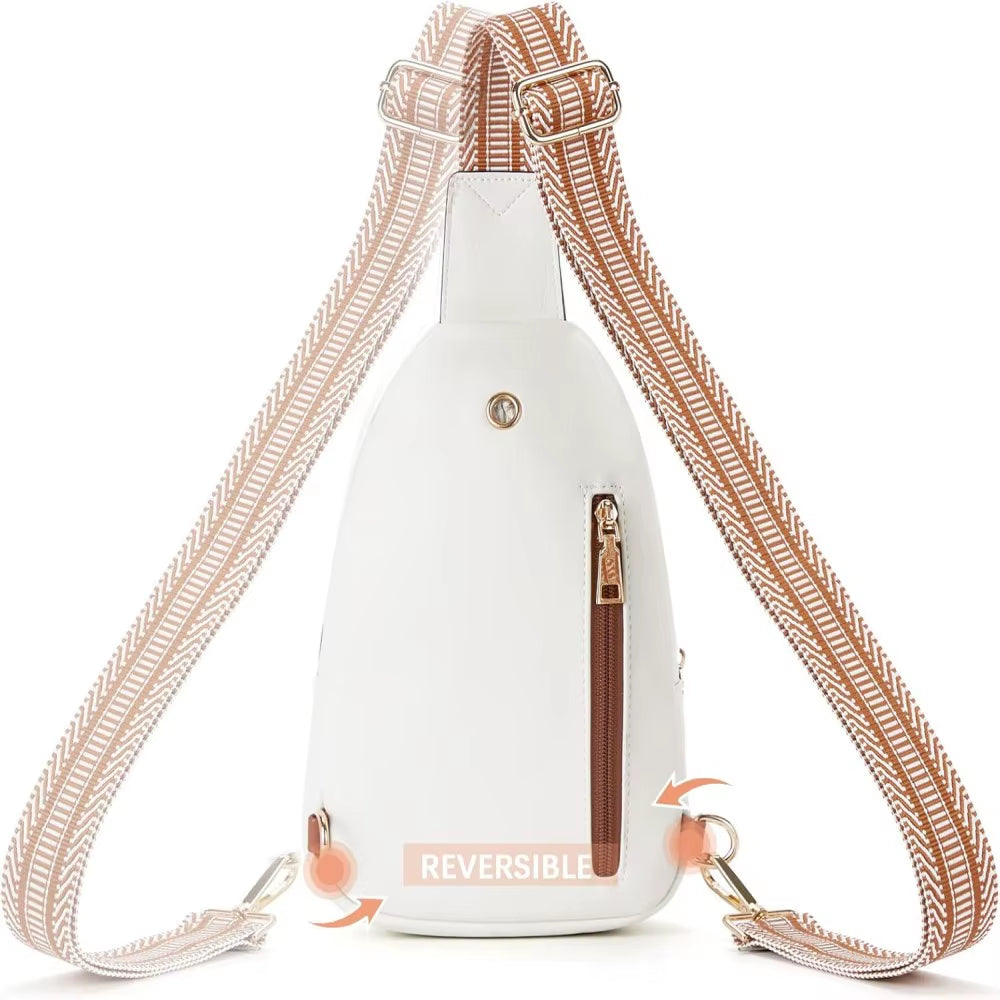 Small Sling Bag for Women, Leather Crossbody Bags Sling Purse Fanny Pack Chest Bag, Trendy Handbag for Travel
