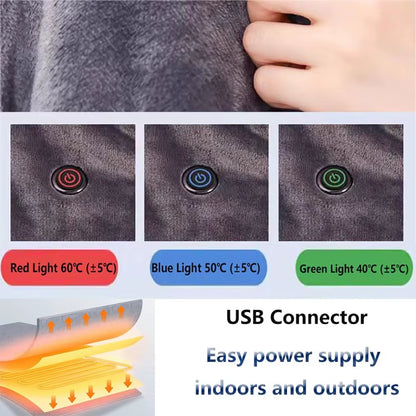 Wearable Heating Electric Blanket Shawl 3 Heated Level Throw Blanket 5V USB Charging Coral Velvet 8 Heated Areas Fast Heating