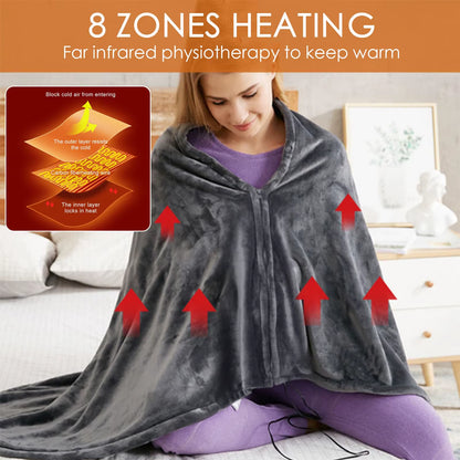 Wearable Heating Electric Blanket Shawl 3 Heated Level Throw Blanket 5V USB Charging Coral Velvet 8 Heated Areas Fast Heating