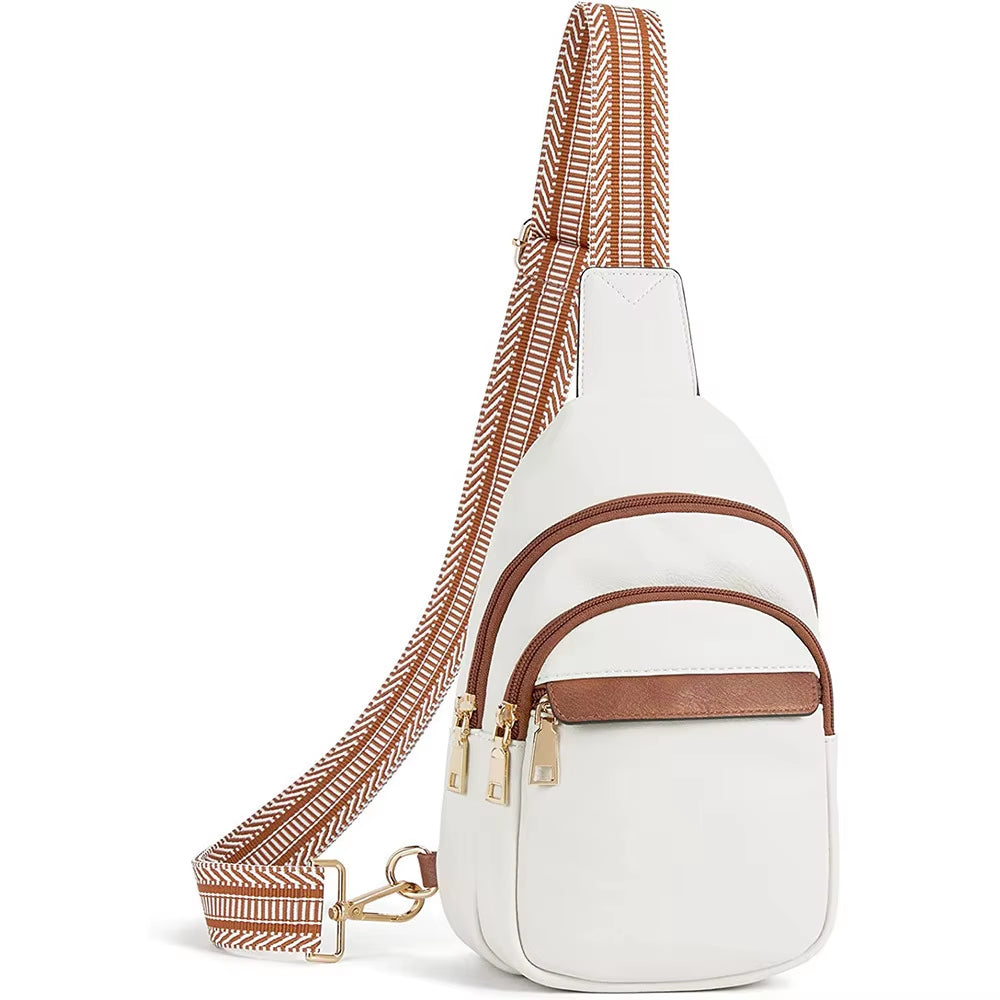 Small Sling Bag for Women, Leather Crossbody Bags Sling Purse Fanny Pack Chest Bag, Trendy Handbag for Travel