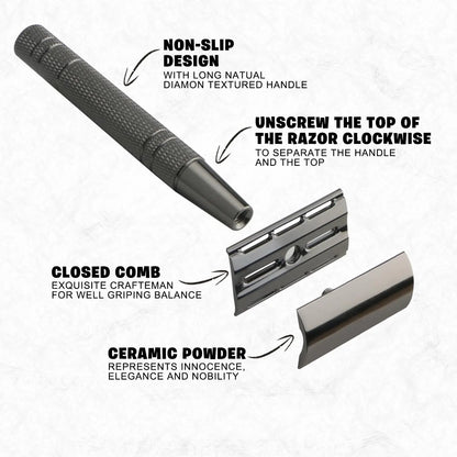 Safety Razor Double Edge Blade Razors for Men, with 10 Pcs Classic Single Blade Razor for Men Shaving Reusable Metal Razors