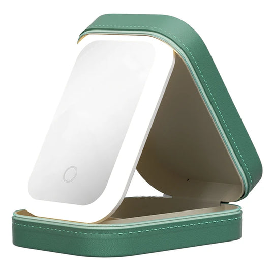 Portable Cosmetics Storage Box Make-Up Mirror with Light Waterproof Dustproof Bathroom Storage Rack Organizer Travel Set